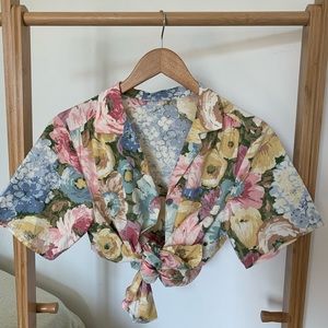 Vintage Short Sleeve Floral Top